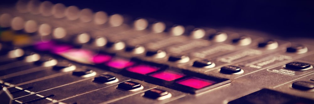 Close-up of sound mixer in studio