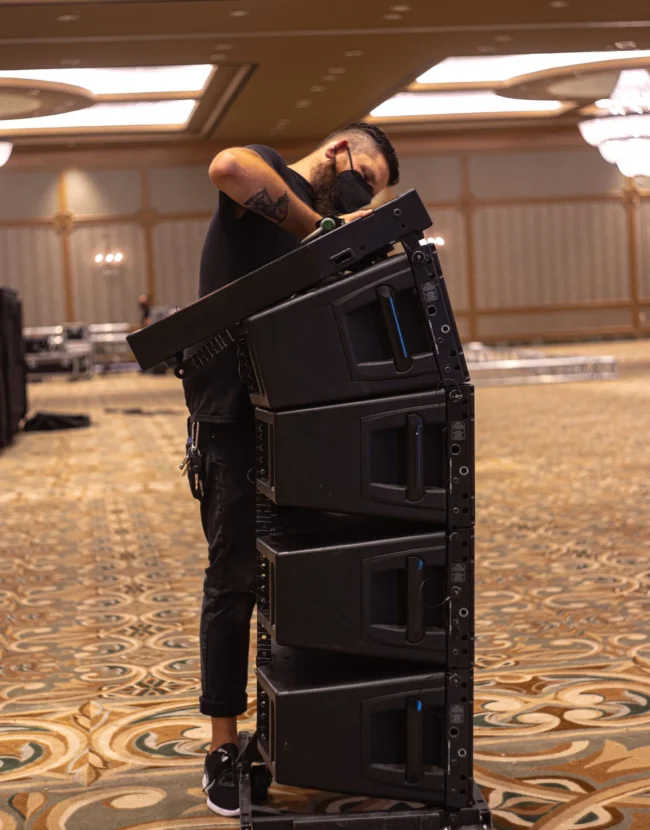 Limitless Lights and Sound provides an HDL-20 Line Array for a private client